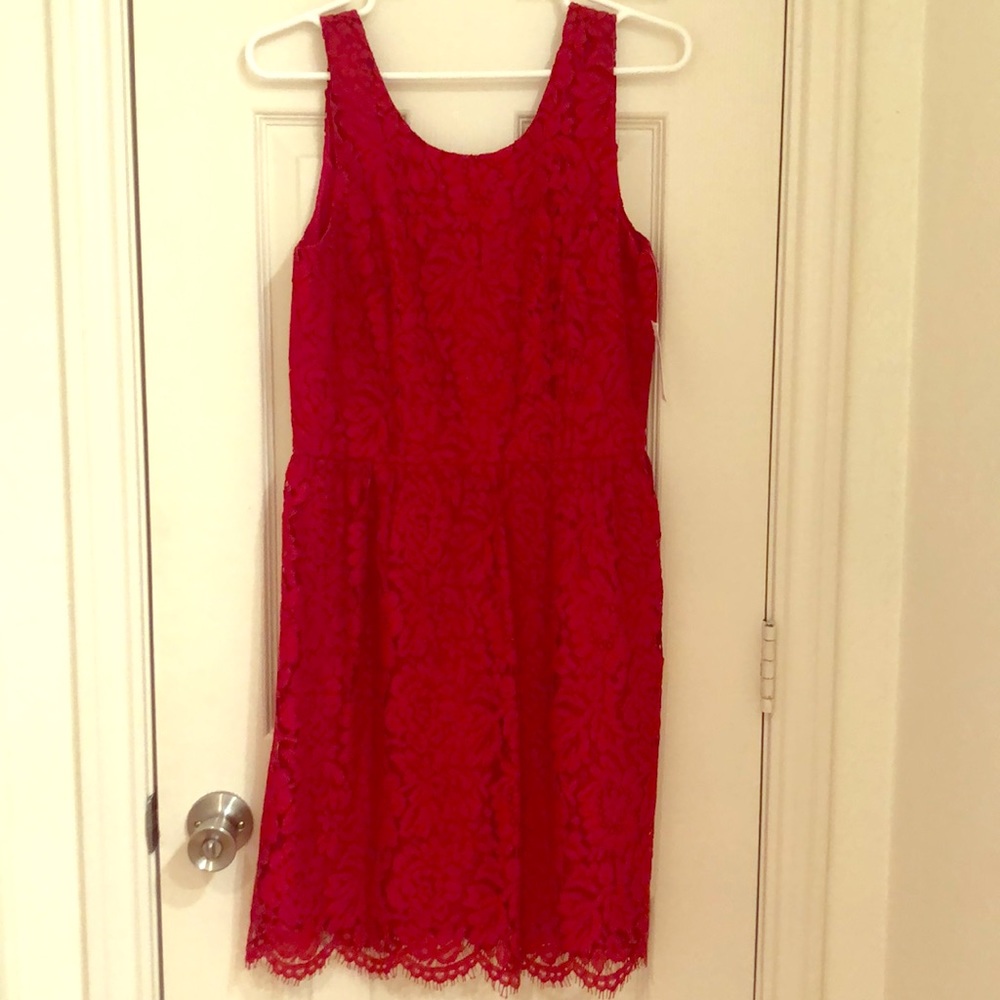 Red lace dress